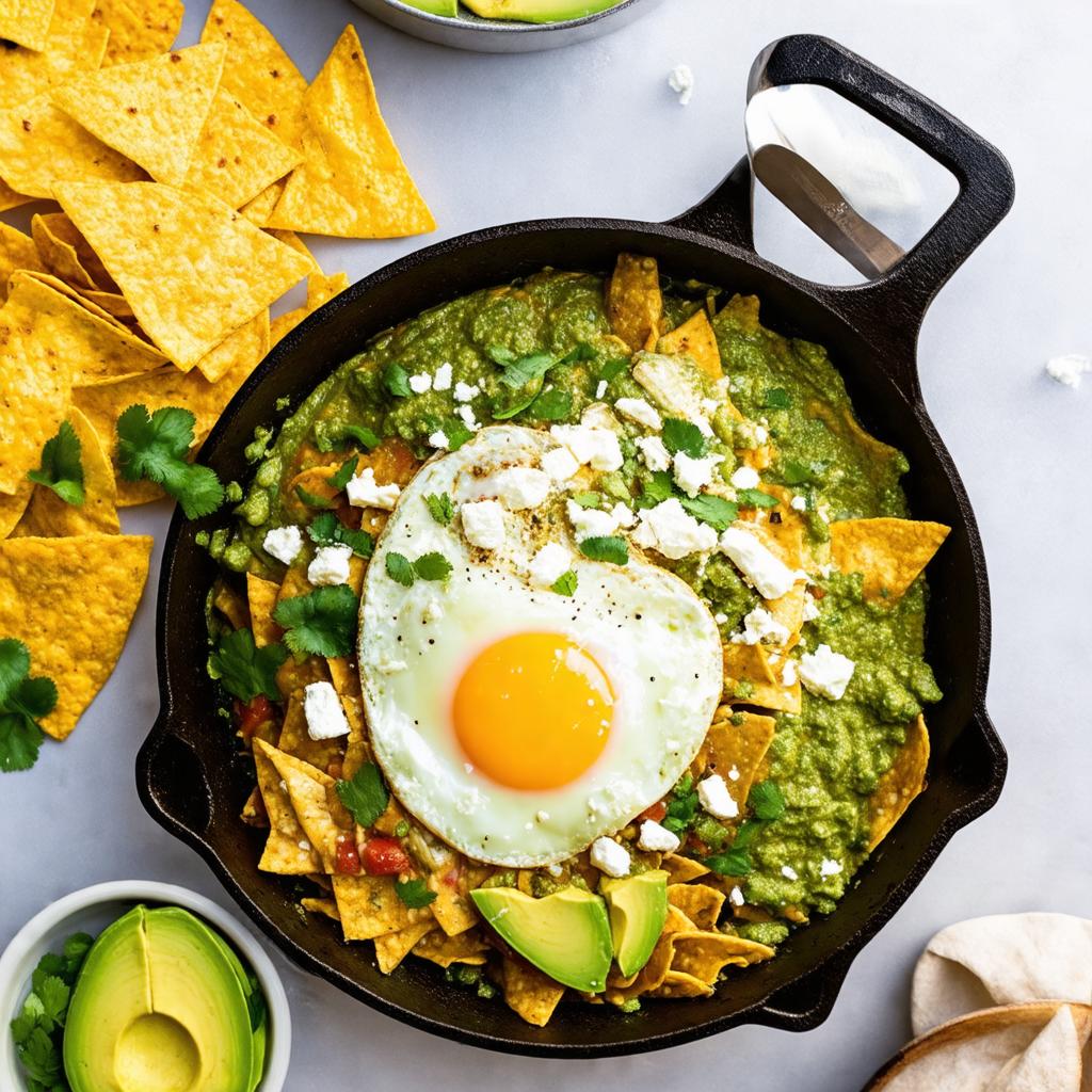 Chilaquiles with Eggs and Black Beans - 28g protein vegetarian Mexican breakfast