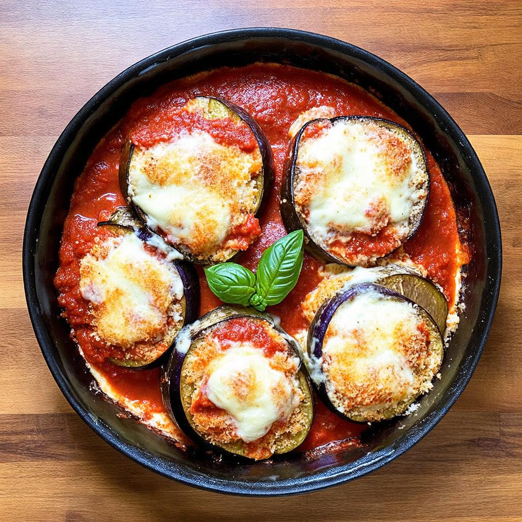 Baked Eggplant Parmesan - 26g protein vegetarian Italian dinner