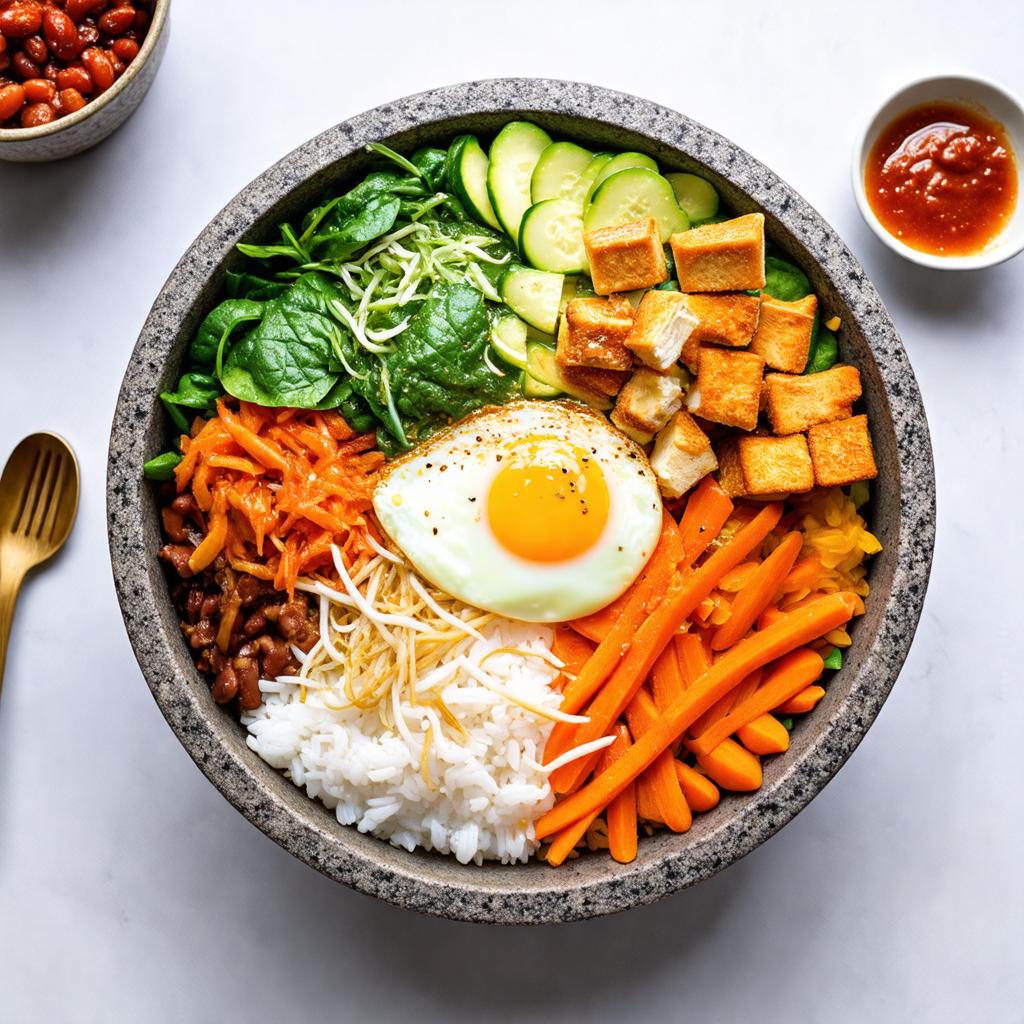 Korean Tofu Bibimbap - 28g protein vegetarian Korean lunch