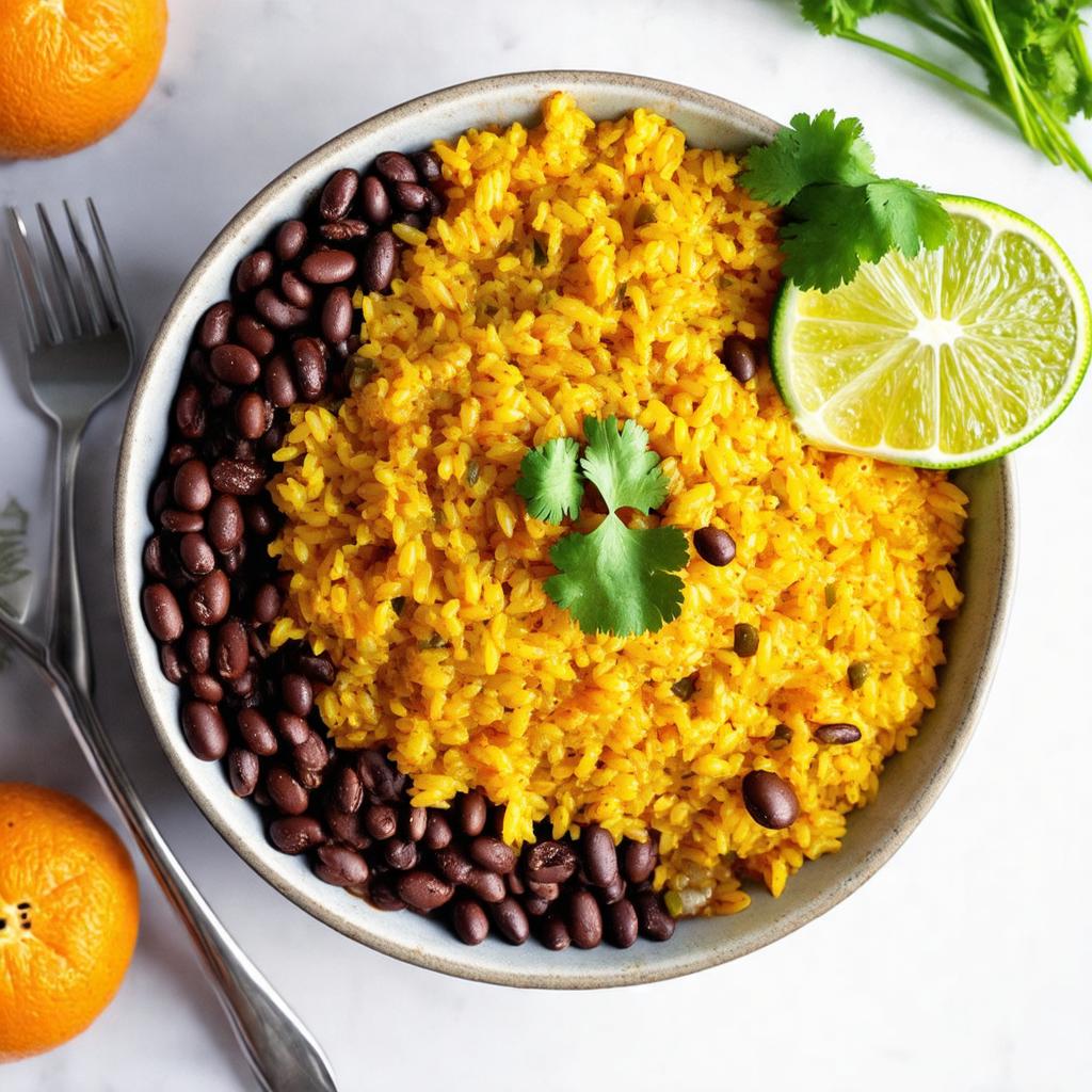 Mexican Rice and Beans - high protein vegetarian pairing for Black Bean & Cheese Enchiladas