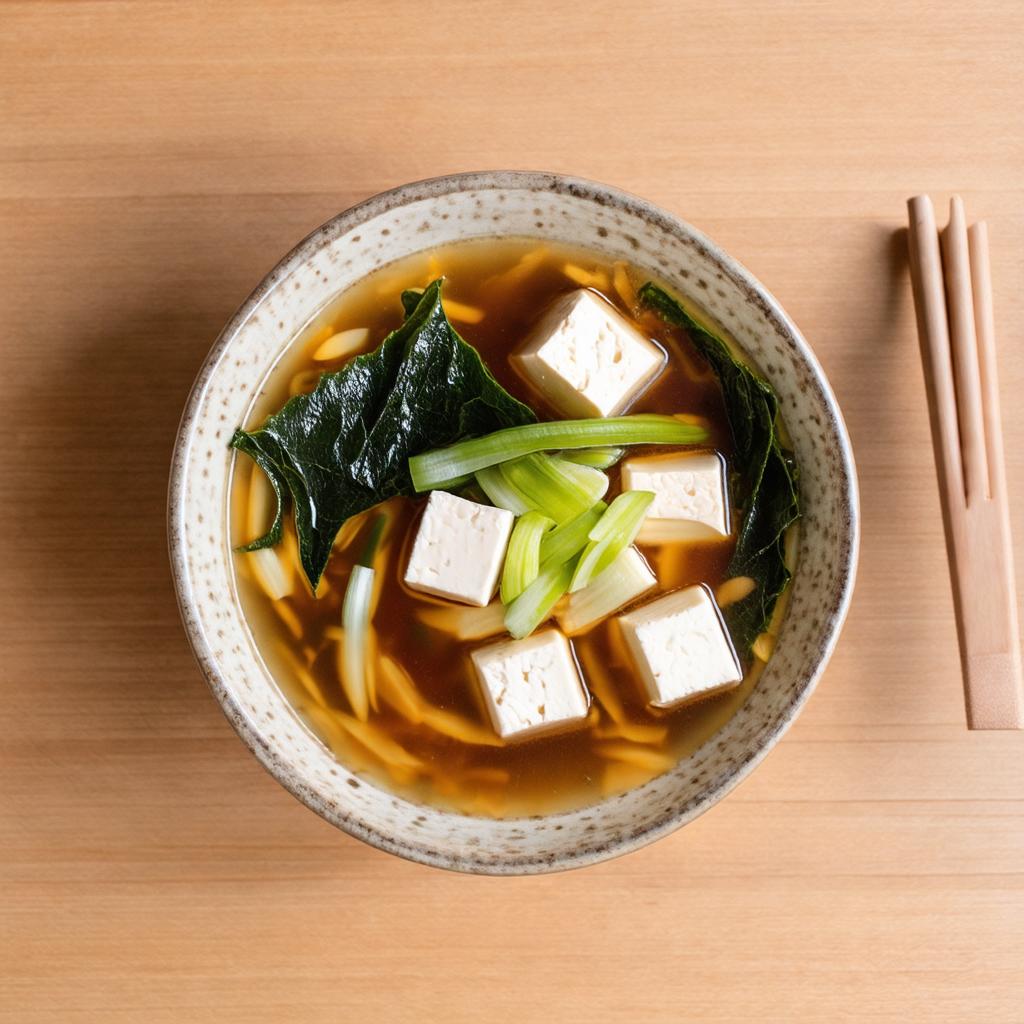 Miso Soup with Tofu - high protein vegetarian pairing for Thai Basil Tofu Stir Fry