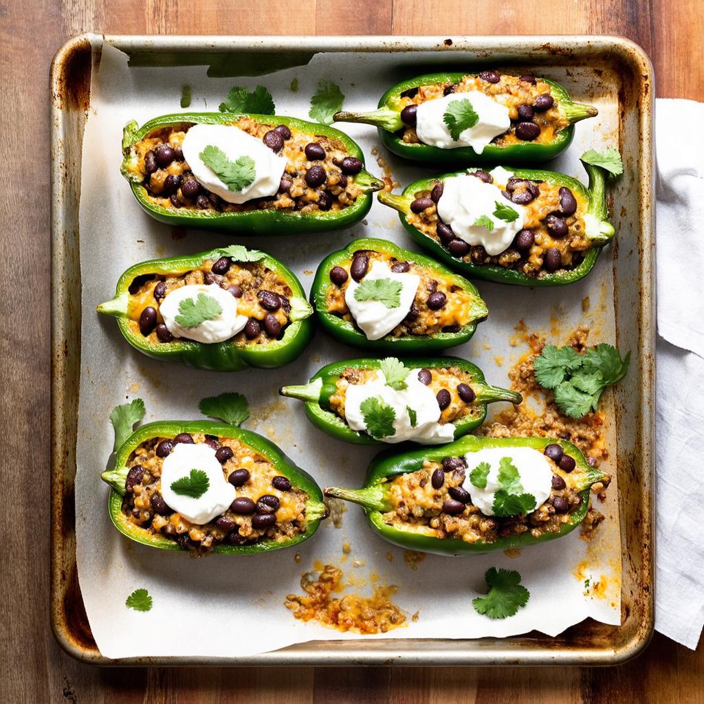 Spicy Stuffed Poblano Peppers - 25g protein vegetarian Mexican dinner